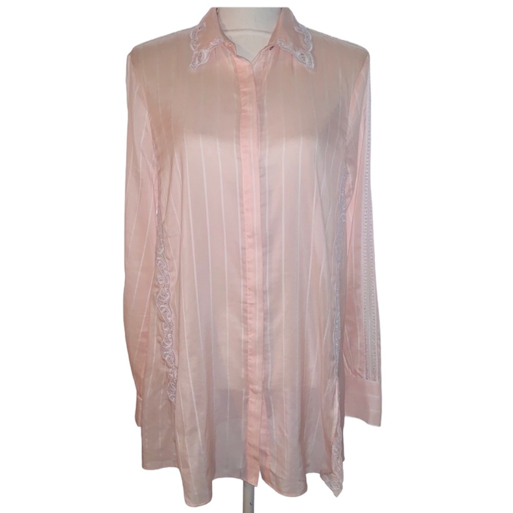 Jonathan Simkhai pink stripe blouse.